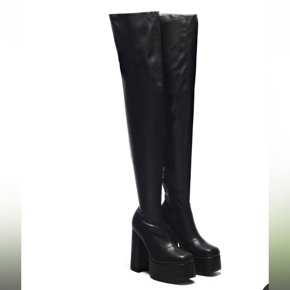 NIB Koi Footwear Black Plus Size Thigh High Boots